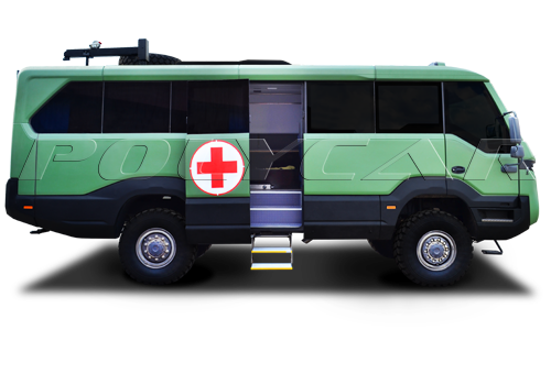 Эвакуационный медицинский автобус производства Polycar на базе Torsus Praetorian.